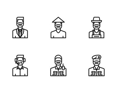 Sakallı ve bıyıklı adam. izole ve düz illüstrasyon