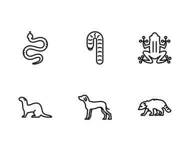 Hayvan ve hayvan sembollerinin vektör çizimi. Ağ için vahşi yaşam ve doğa tabelaları.