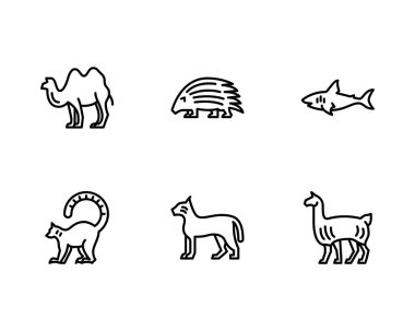 Hayvan, hayvan, köpek ve diğer sembollerin vektör simgeleri.