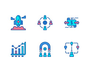 Beyaz arkaplanda iş konsepti çizgisi simgeleri