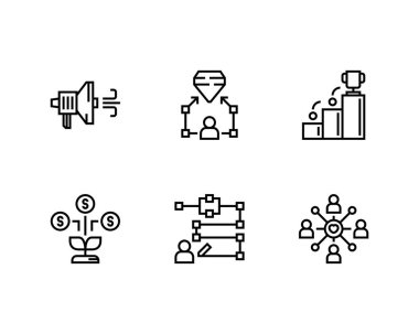 Beyaz arkaplanda iş konsepti çizgisi simgeleri