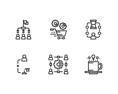 Beyaz arkaplanda iş konsepti çizgisi simgeleri