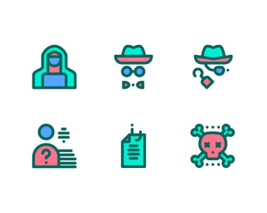 Ağ güvenliği ve koruma ikonları. vektör illüstrasyonu