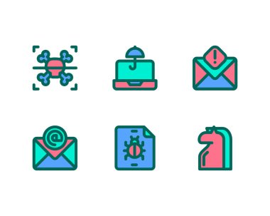 Ağ güvenliği ve koruma ikonları. vektör illüstrasyonu