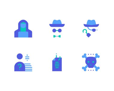 Ağ güvenliği ve koruma ikonları. vektör illüstrasyonu