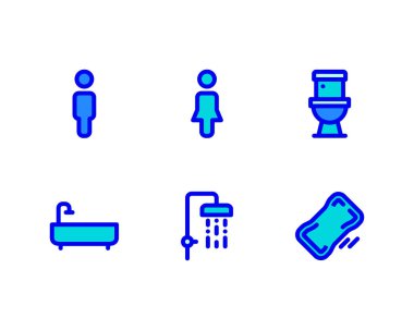 Otel servisinin hat simgelerini ayarla. vektör illüstrasyonu