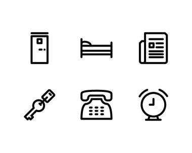 Otel servisinin hat simgelerini ayarla. vektör illüstrasyonu