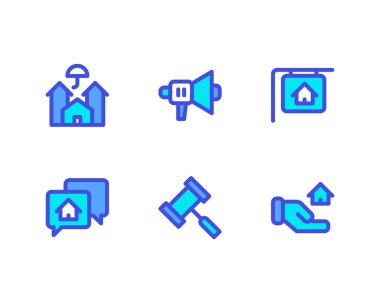 Beyaz arkaplanda izole edilmiş emlak simgeleri.