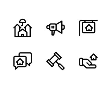 Beyaz arkaplanda izole edilmiş emlak simgeleri.