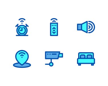 Bir dizi akıllı ev ikonu. vektör illüstrasyonu.