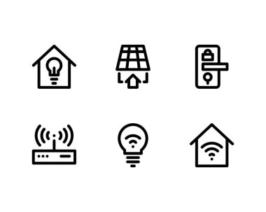 Bir dizi akıllı ev ikonu. vektör illüstrasyonu.