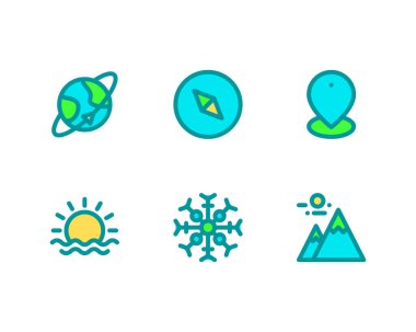 Seyahat simgeleri, vektör illüstrasyonu