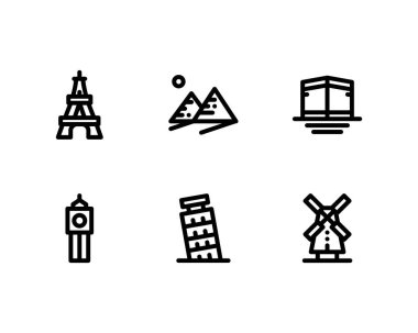 Seyahat simgeleri, vektör illüstrasyonu