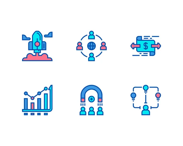 Иконки Бизнес Концепции Линии Белом Фоне — стоковый вектор