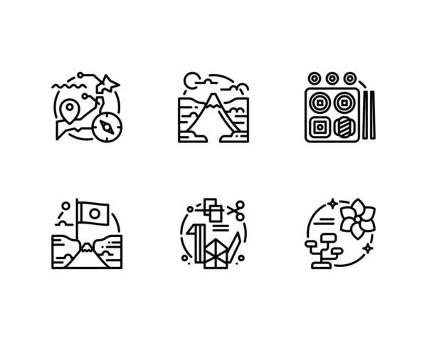 Conjunto Iconos Japanología Ilustración Vectorial — Vector de stock