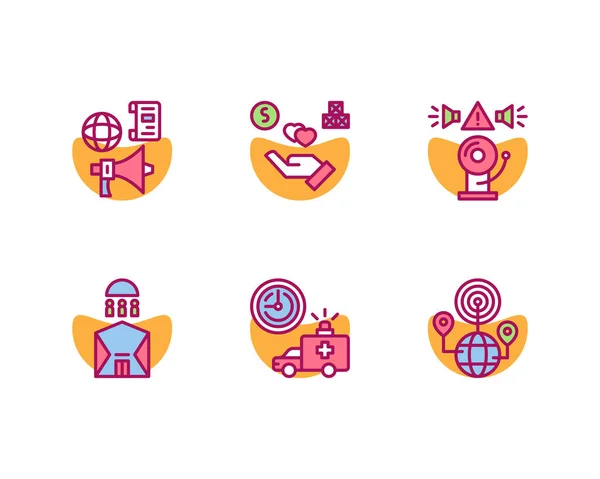 Set Natural Disasters Icons Concept Vector Illustration — Stock Vector