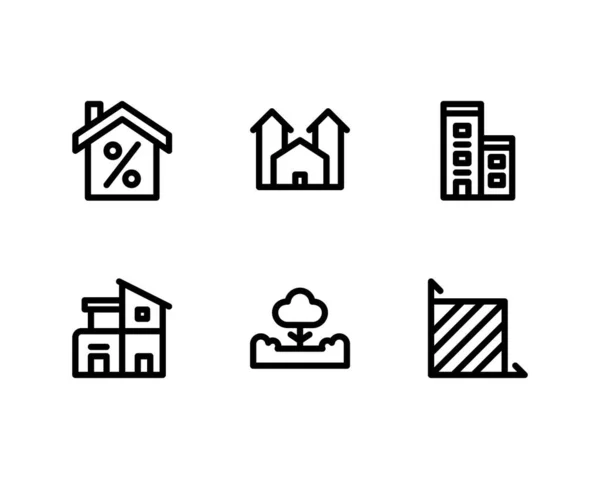Reihe Von Immobilien Symbolen Isoliert Auf Weißem Hintergrund — Stockvektor