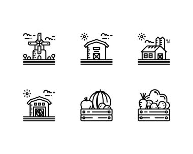 Tarım simgelerinin vektör illüstrasyonu