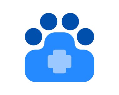 Köpek patisi simgesi. Hayvan bakımı sembolü. Sağlık ve sağlık sigortası teması. Yalnız tasarım. vektör illüstrasyonu 