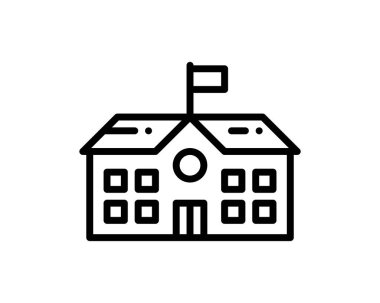 Okula geri dön, okul binası ikon vektör çizimi