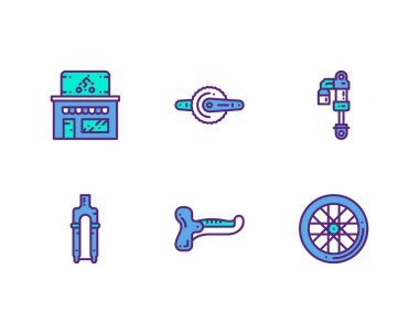 Motosiklet Dükkanı simgeleri kümesi, vektör 