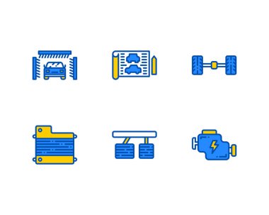 Araba Endüstrisi simgeleri kümesi, vektör 