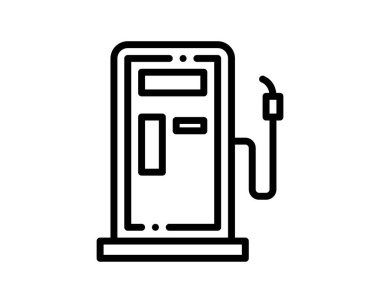 Benzin istasyonu ikon vektörü. İnce çizgi işareti. izole edilmiş sınır sembolü çizimi