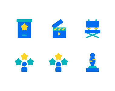 Bir dizi film vektör çizgisi simgesi. Sinema sembolleri 