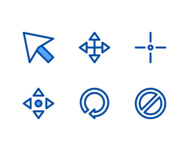 Bir dizi el imleç simgesi. Web sitesi tasarımı için beyaz arkaplanda izole edilmiş vektör simgesine tıklayın