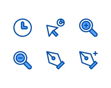 Bir dizi el imleç simgesi. Web sitesi tasarımı için beyaz arkaplanda izole edilmiş vektör simgesine tıklayın