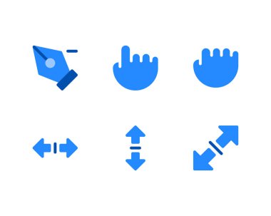 Bir dizi el imleç simgesi. Web sitesi tasarımı için beyaz arkaplanda izole edilmiş vektör simgesine tıklayın