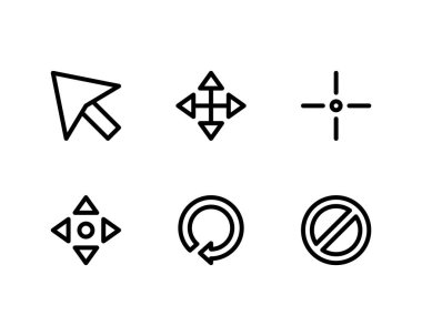 Bir dizi el imleç simgesi. Web sitesi tasarımı için beyaz arkaplanda izole edilmiş vektör simgesine tıklayın