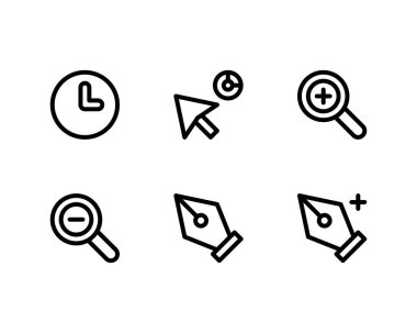 Bir dizi el imleç simgesi. Web sitesi tasarımı için beyaz arkaplanda izole edilmiş vektör simgesine tıklayın