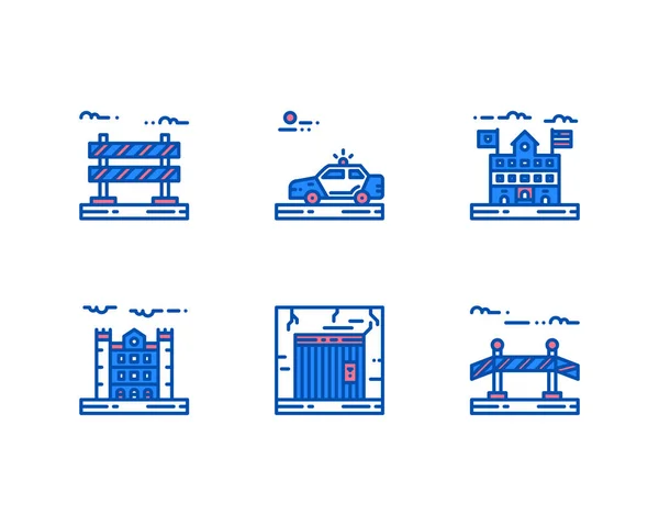 一组美国警察图标 矢量图解 — 图库矢量图片