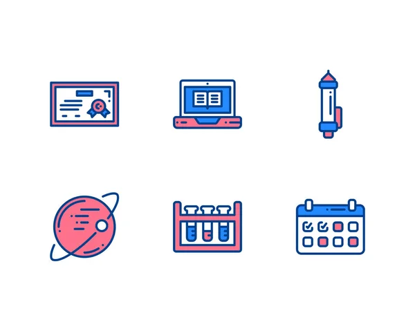 Set Back School Icons White Background Vector Illustration — Stock Vector