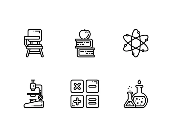 Set Back School Icons White Background Vector Illustration — Stock Vector