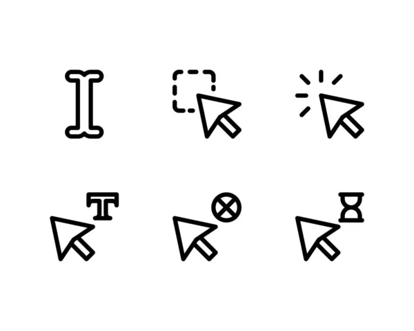 Handcursor Pictogrammen Zwarte Omtrek Set Klik Vector Icoon Voor Website — Stockvector