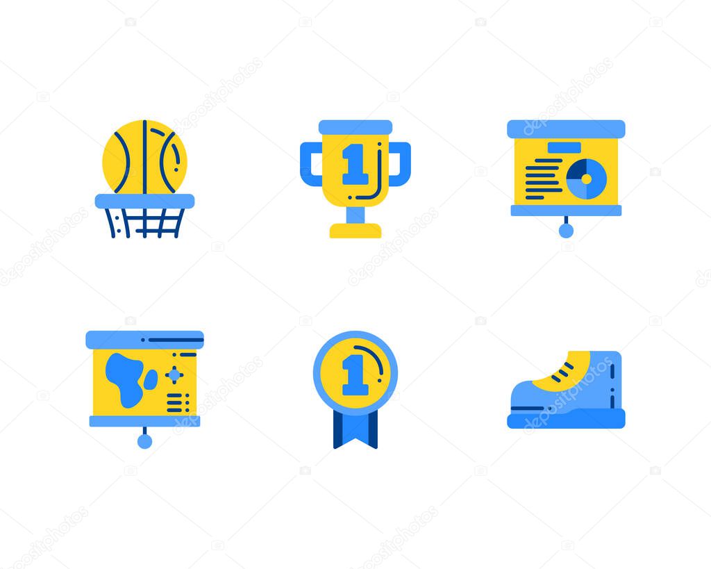 set of Back to School icons on white background, vector illustration