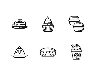 Tatlı ve Dondurma Taslak simgeleri seti, vektör 