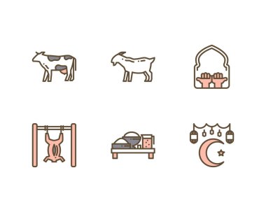 Kurban Bayramı simgeleri ayarlandı, vektör 
