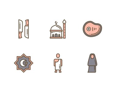 Kurban Bayramı simgeleri ayarlandı, vektör 