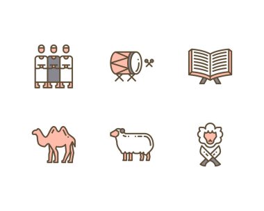 Kurban Bayramı simgeleri ayarlandı, vektör 