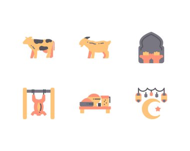 Kurban Bayramı simgeleri ayarlandı, vektör 