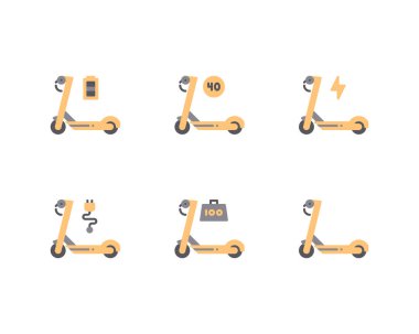 elektrikli scooterlar, simge seti.