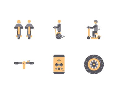 elektrikli scooterlar, simge seti.