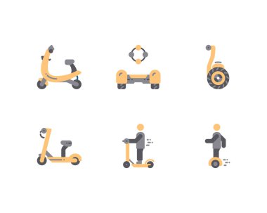 elektrikli scooterlar, simge seti.