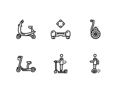 elektrikli scooterlar, simge seti.