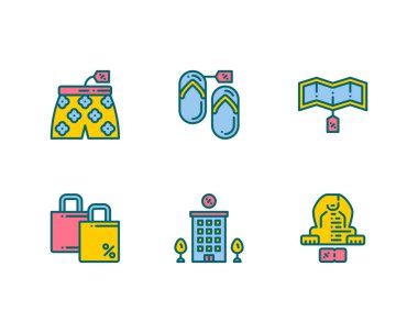 Tatil indirimi simgeleri ayarlandı, vektör 