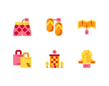 Tatil indirimi simgeleri ayarlandı, vektör 