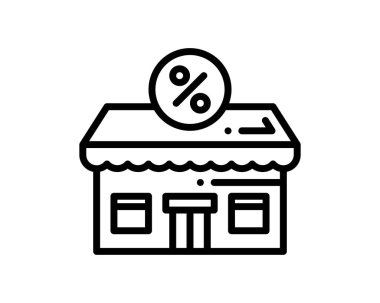 dükkan simgesi vektörü beyaz arkaplanda izole edildi, satış işareti logosu kavramı, doğrusal element tasarımı